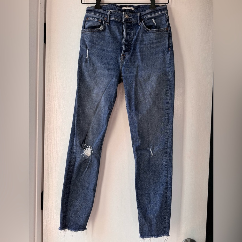 GRLFRND Karolina High Rise Straight Crop Raw Hem Jean